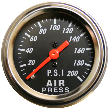 Bulldog Winch 0-200psi Air Pressure Gauge, 2", Mechanical, Lighted 42074B